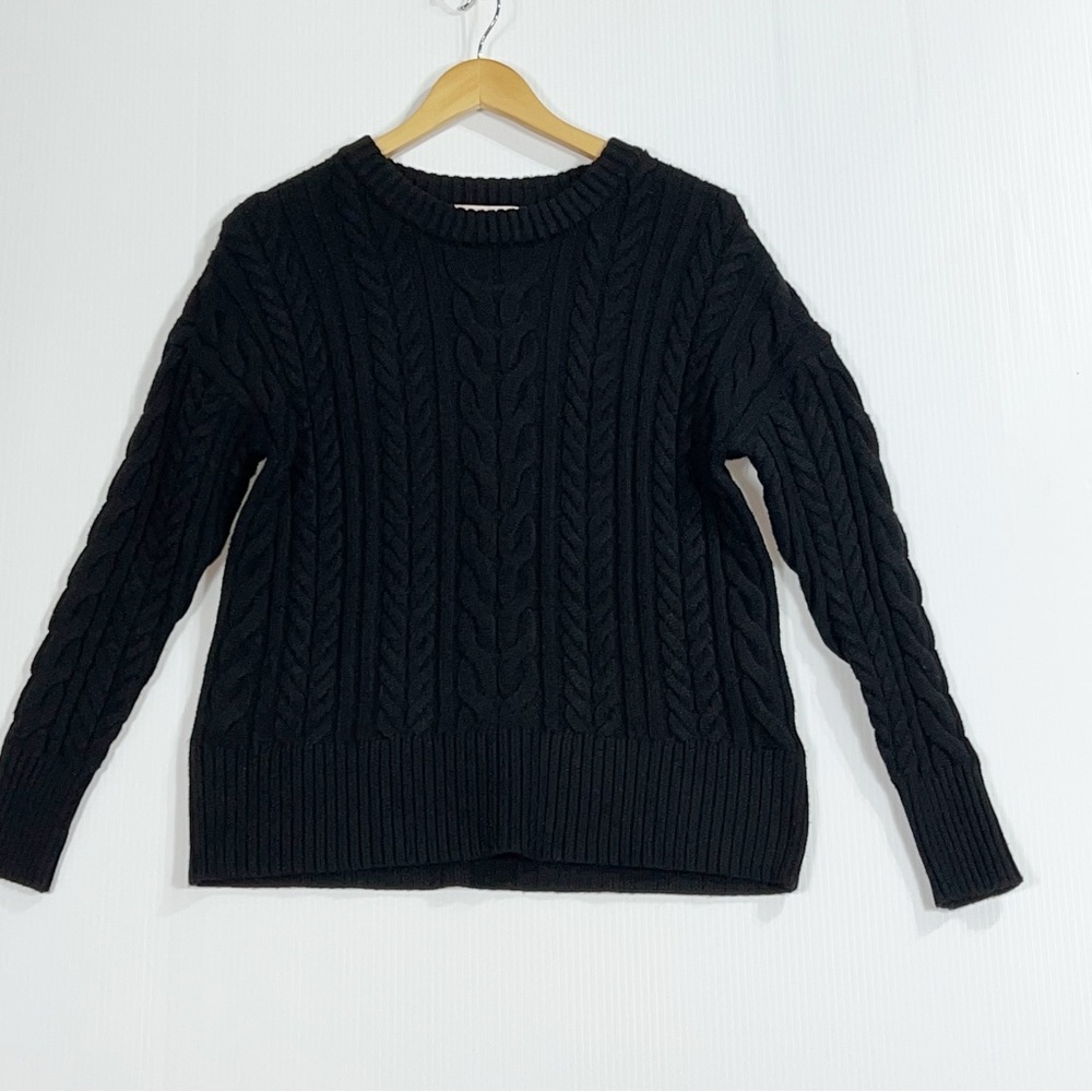 Philosophy Ribbed Crewneck Black Cable Knit Sweater NWT - Picture 10 of 13